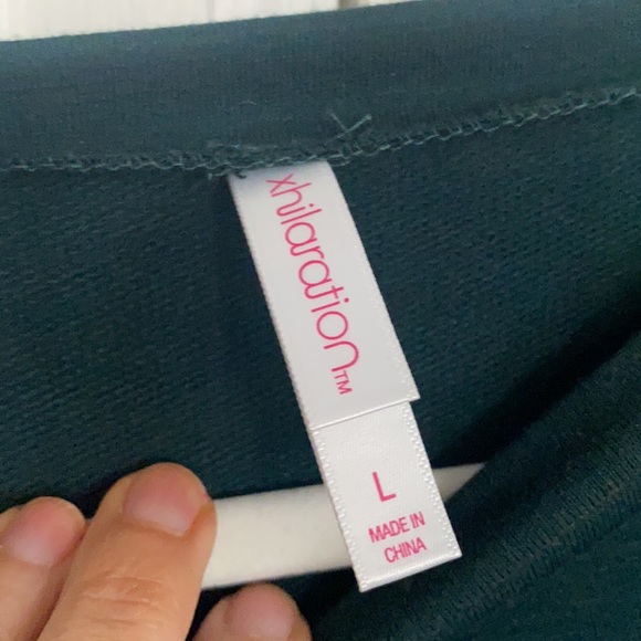 XHILARATION Bow Sleeve Dark Teal Cold Shoulder Top - Picture 4 of 4